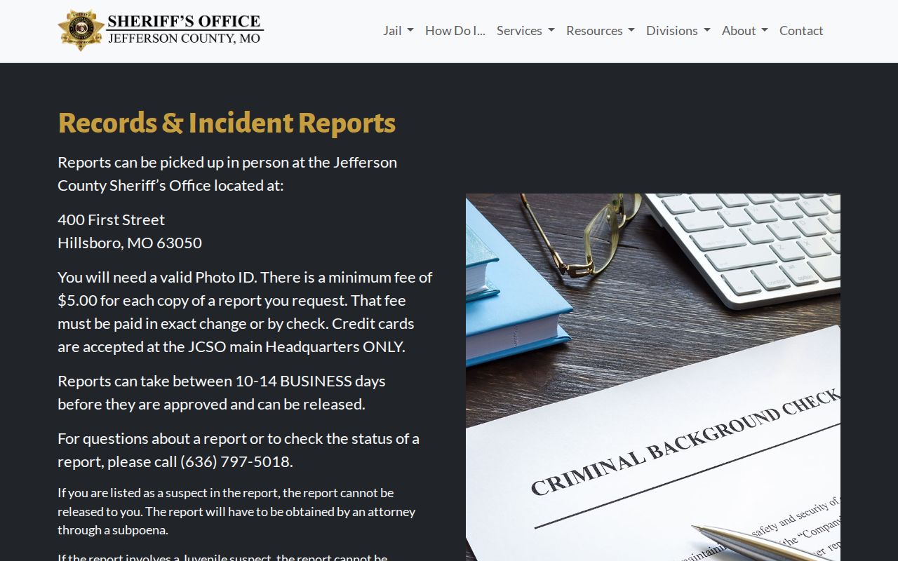 Jefferson County Jail release record request instructions